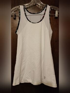 Sofibella UV Colors Accent Tennis Tank Top with Built-in Bra - White/Multi - Siz